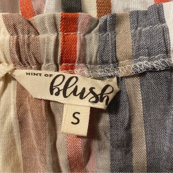 Hint of Blush Striped Cotton Blend Short-Sleeve Romper - Picture 6 of 11